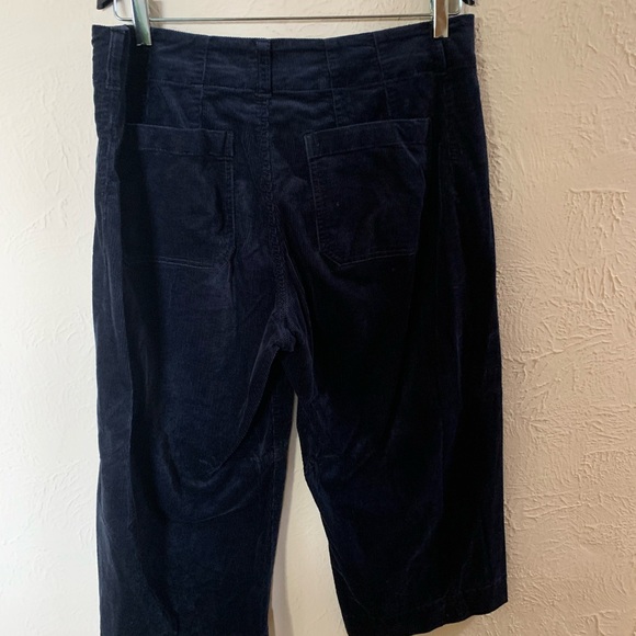 Maeve Colette Wide Leg Cropped Navy Corduroys - Picture 2 of 4